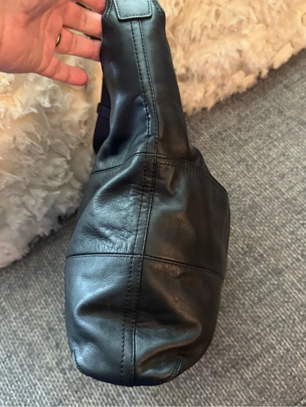 Coach F17116 Black Leather Hobo Shoulder Bag